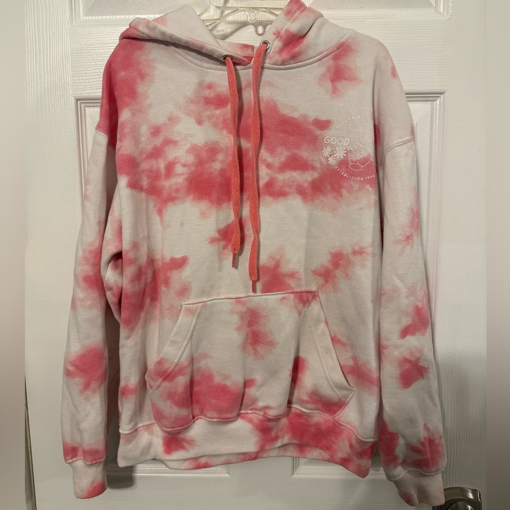 Southern Spirit Women’s Pink Tie-Dye Good Vibes Siesta Key FL Women's Hoodie.